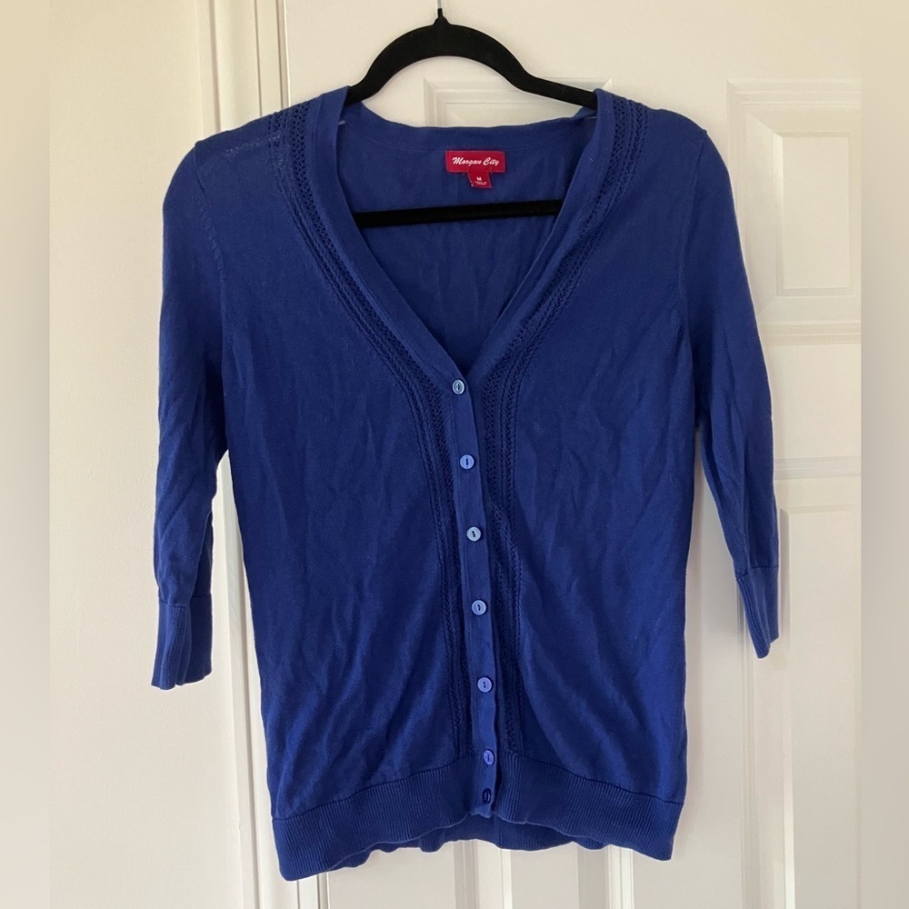 Morgan City Women's Lightweight Sweater Cardigan 1/2 sleeve (medium)